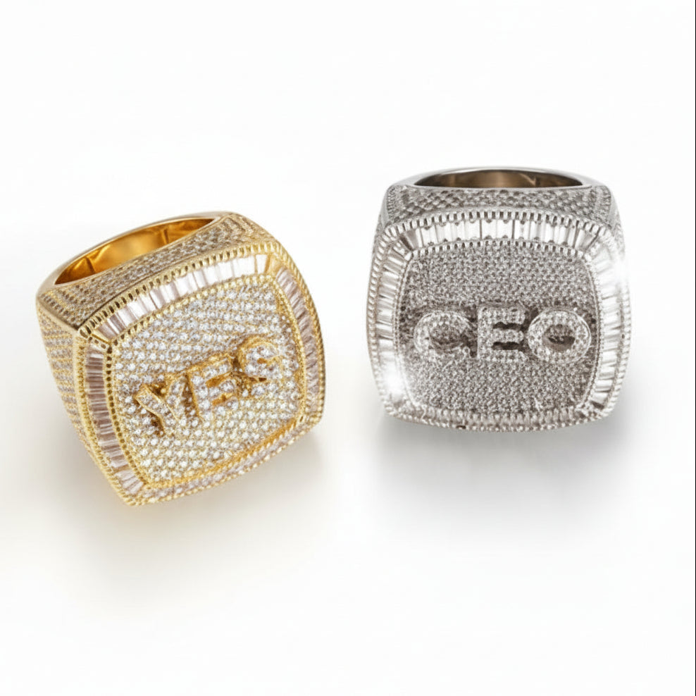 Personalized Baguettes Gold Ring