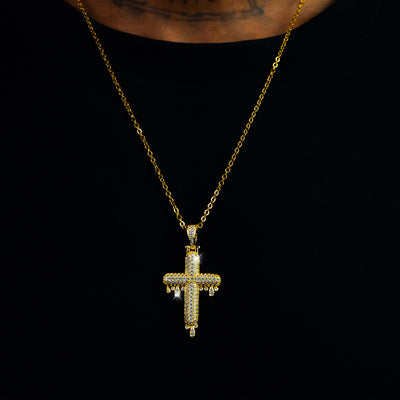 Colgante Cruz Drip Oro 18K
