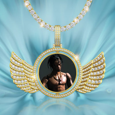 Colgante Personalizado Foto Alas Oro