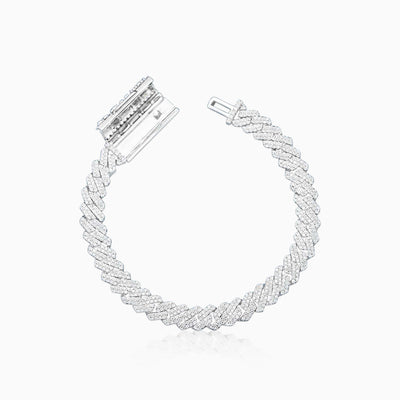 Brazalete Cubana Prong 8 Mm / 10 Mm VVS Moissanite + Plata 925