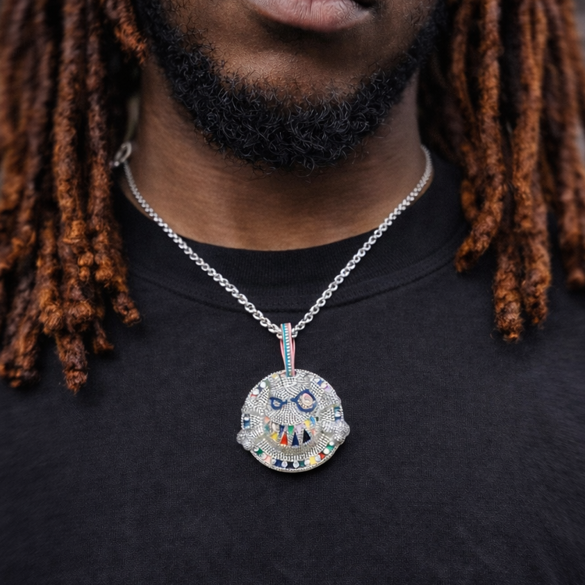 Colgante Rainbow Skull Oro Blanco