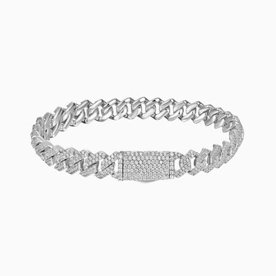 Brazalete Cubana Prong 10 Mm Oro Blanco