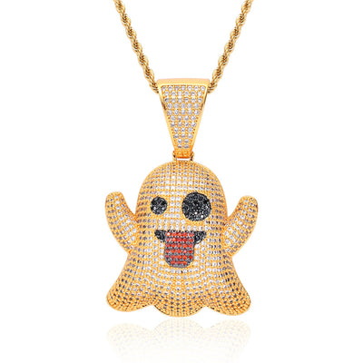 Colgante Emoji Fantasma Oro