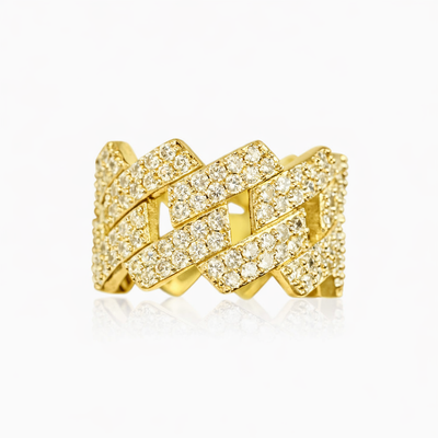 Anillo Ice Cubana Prong Oro 18k