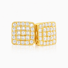 Pendientes Cuadrados VVS Moissanite + Plata 925 Oro 18K de Ice Baby