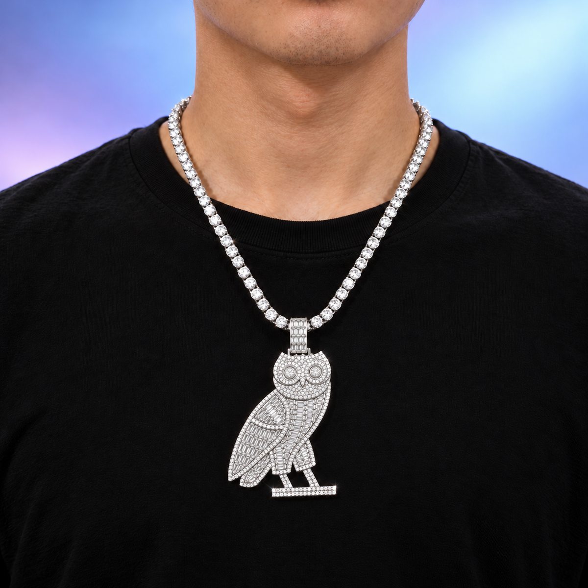 Owl Pendant – White Gold