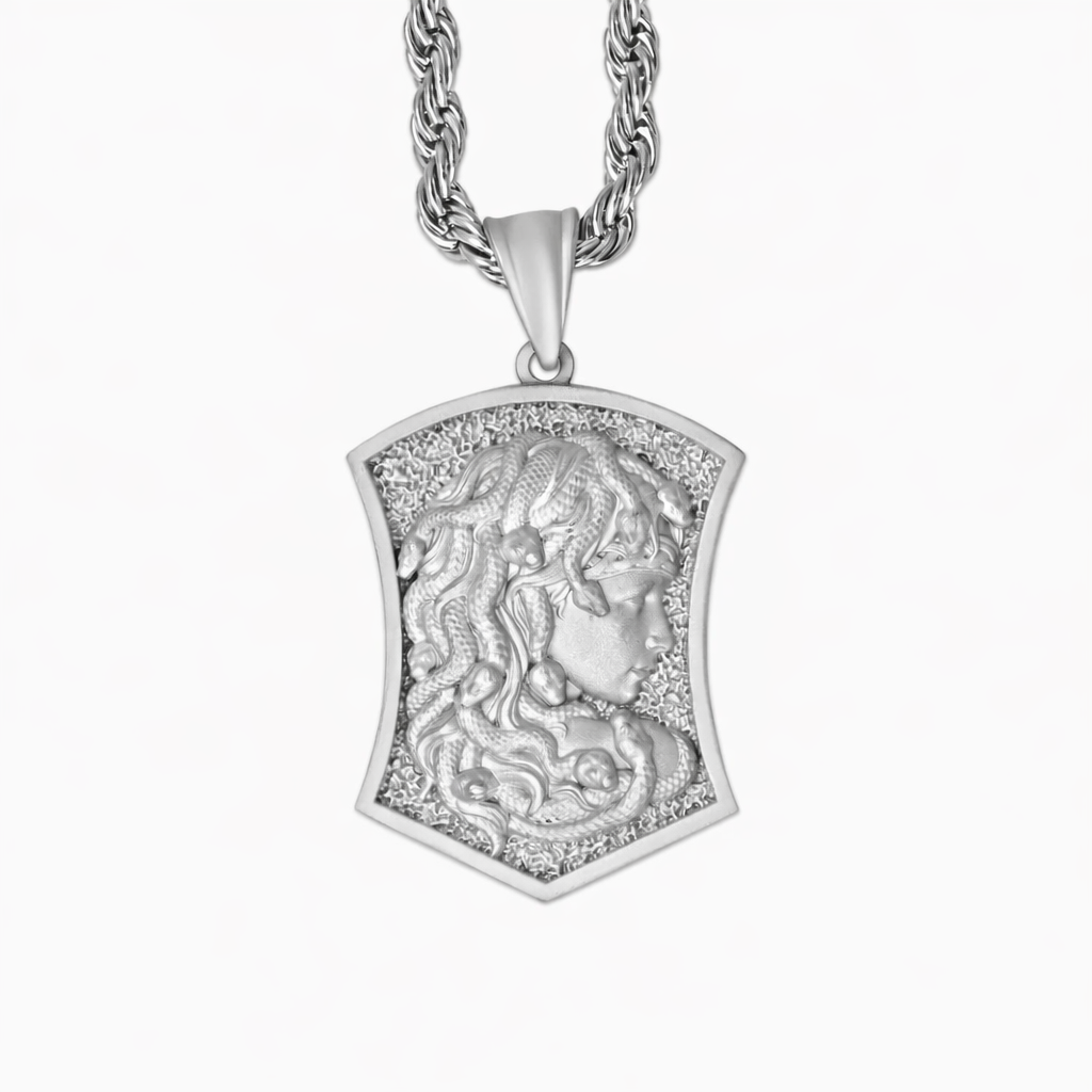 Colgante Escudo Medusa Oro Blanco