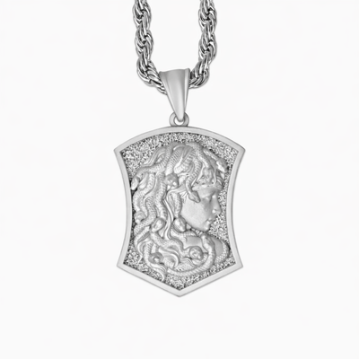 Colgante Escudo Medusa Oro Blanco