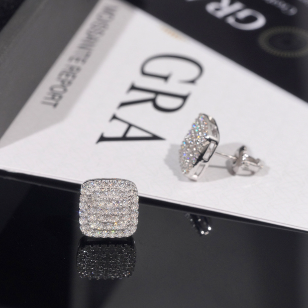 Square VVS Moissanite Earrings – 925 Sterling Silver with its GRA certificate