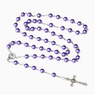 Purple Pearl Rosary with Silver-Tone Crucifix by Ice Baby