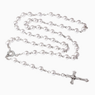 White Pearl Rosary with Silver-Tone Crucifix by Ice Baby