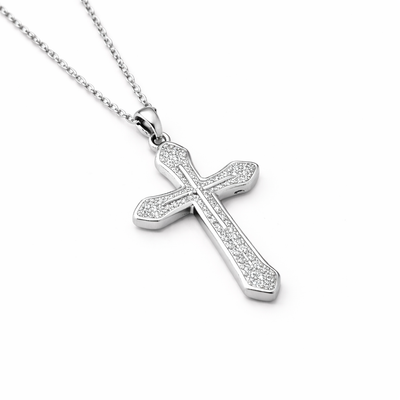 Colgante Cruz Plateada Ice