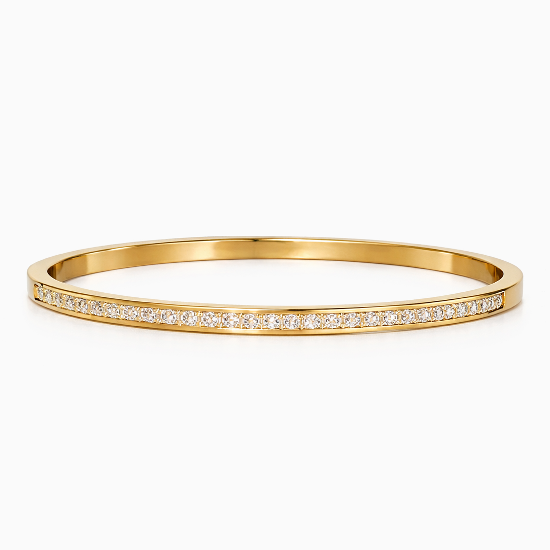 Brazalete Rígido Línea de Circonitas Oro 18K de Ice Baby