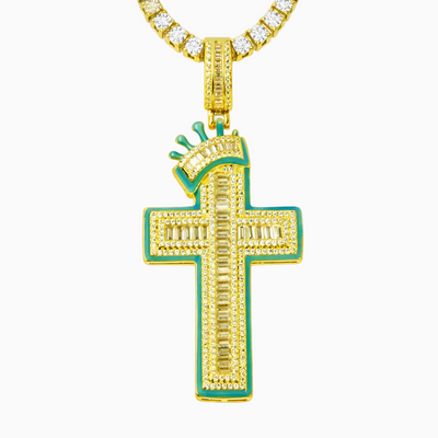 Luminous 18K Gold Cross Pendant