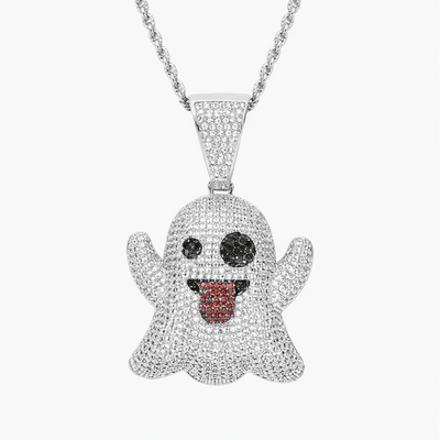 Colgante Emoji Fantasma Oro Blanco