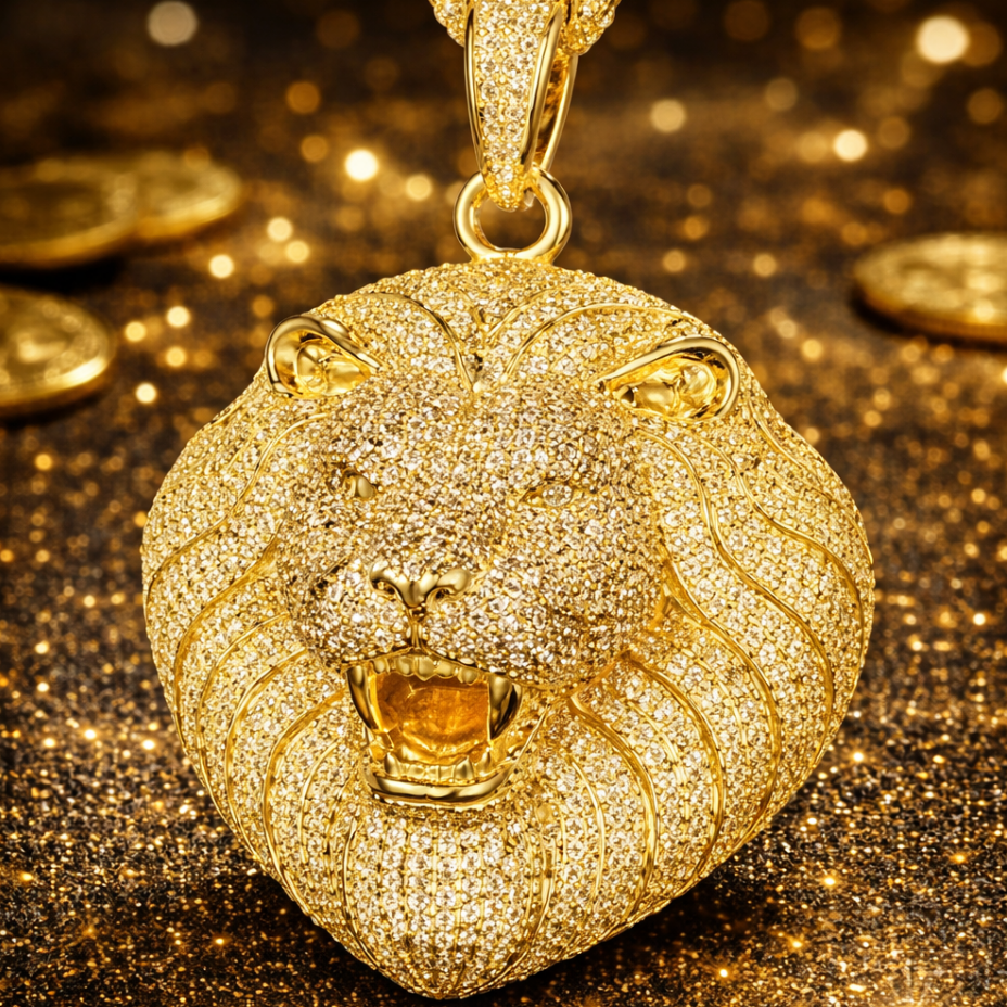 18K Gold Lion Pendant