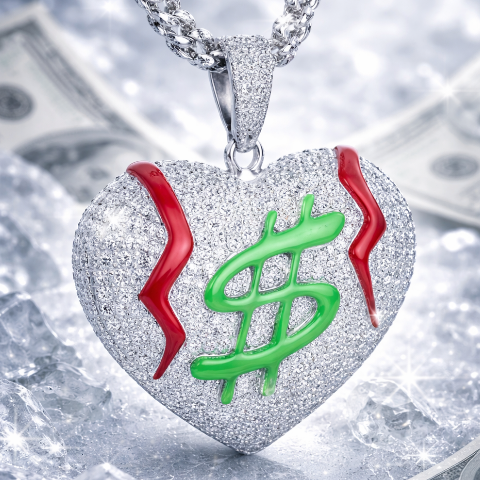 Colgante Luminoso Dollar Heart Oro Blanco