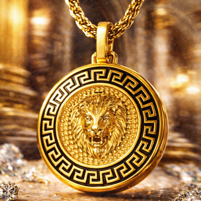 Colgante Medalla Leon Chapada En Oro De 18 K Oro 18K