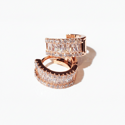 Pendientes Oro Rosa Baguettes Aros