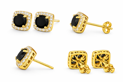 Pendientes Ice Ónix Oro 18K