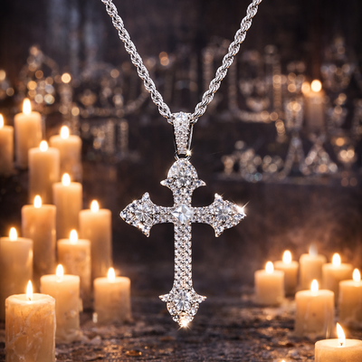 Colgante Cruz Gótica Oro Blanco