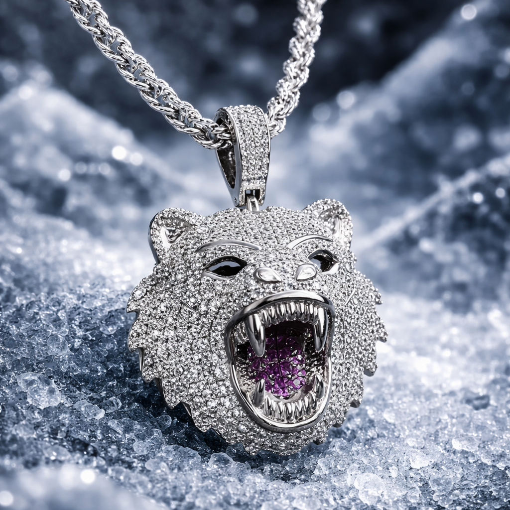 Colgante Oso Oro Blanco