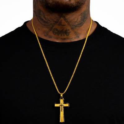 Colgante Doble Cruz Oro 18K