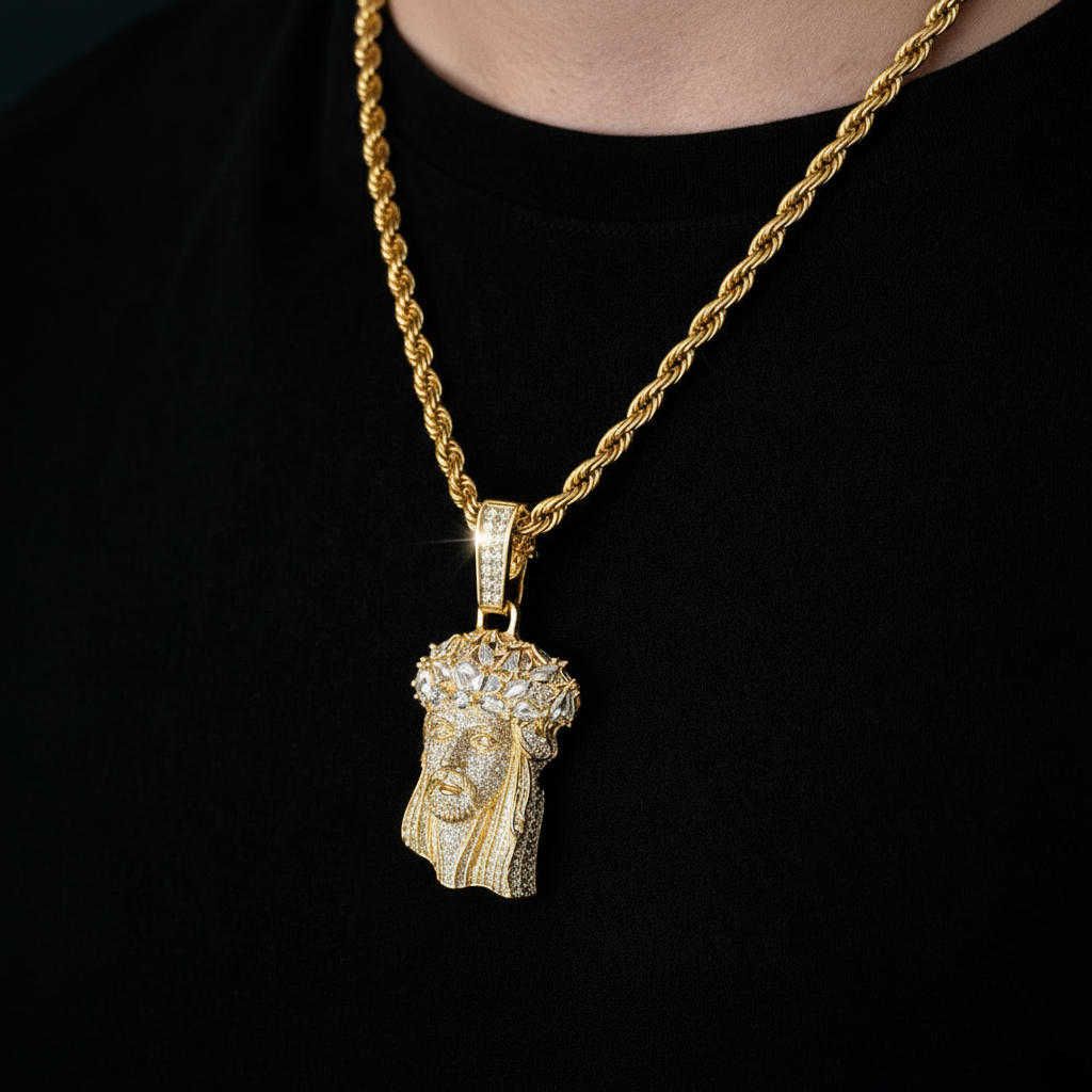 18K Gold Jesus Pendant