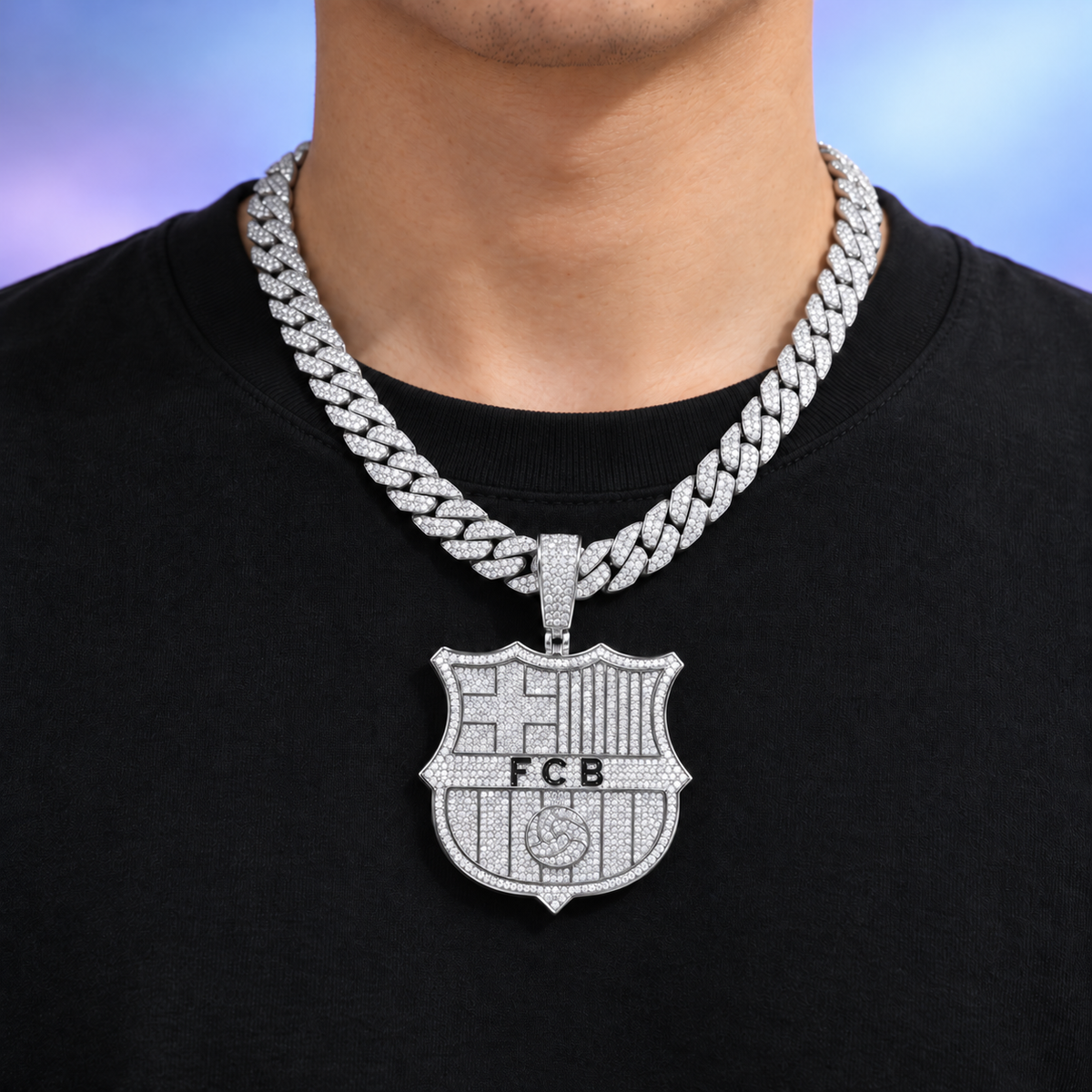 FC Barcelona Pendant – White Gold
