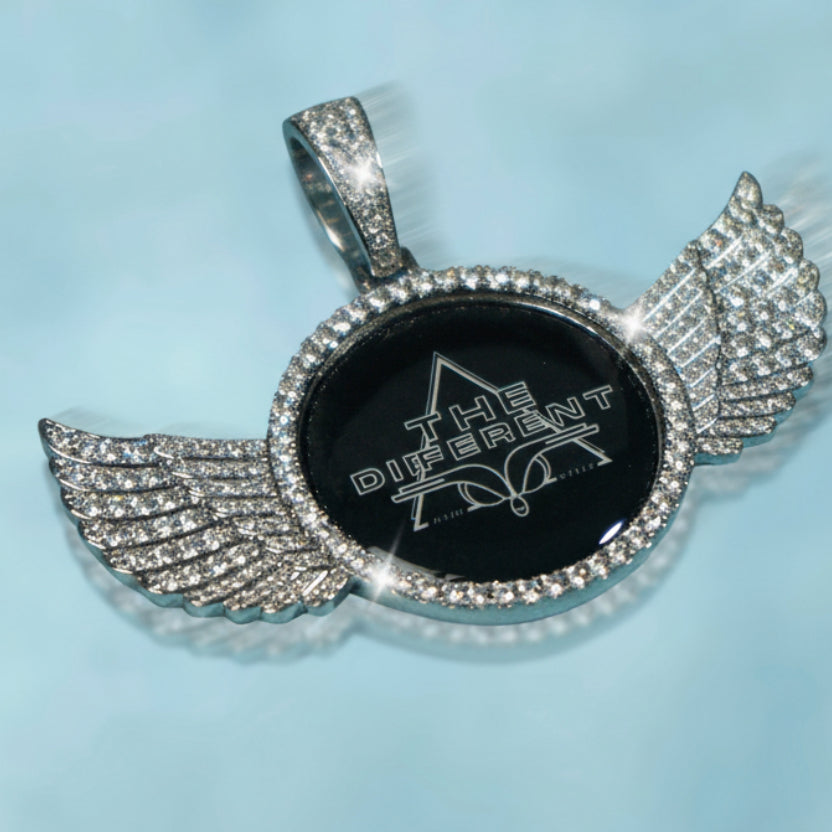 Personalized Gold Photo Wings Pendant