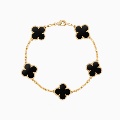 Brazalete Trébol Black Oro 18K