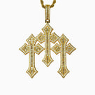 Triple Baguette Cross Pendant – 18K Gold by Ice Baby