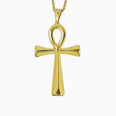18K Gold Ankh Cross Pendant