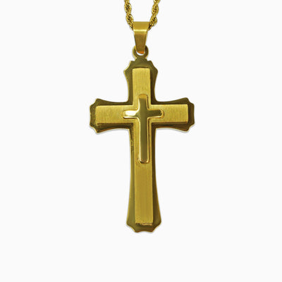 Colgante Doble Cruz Oro 18K