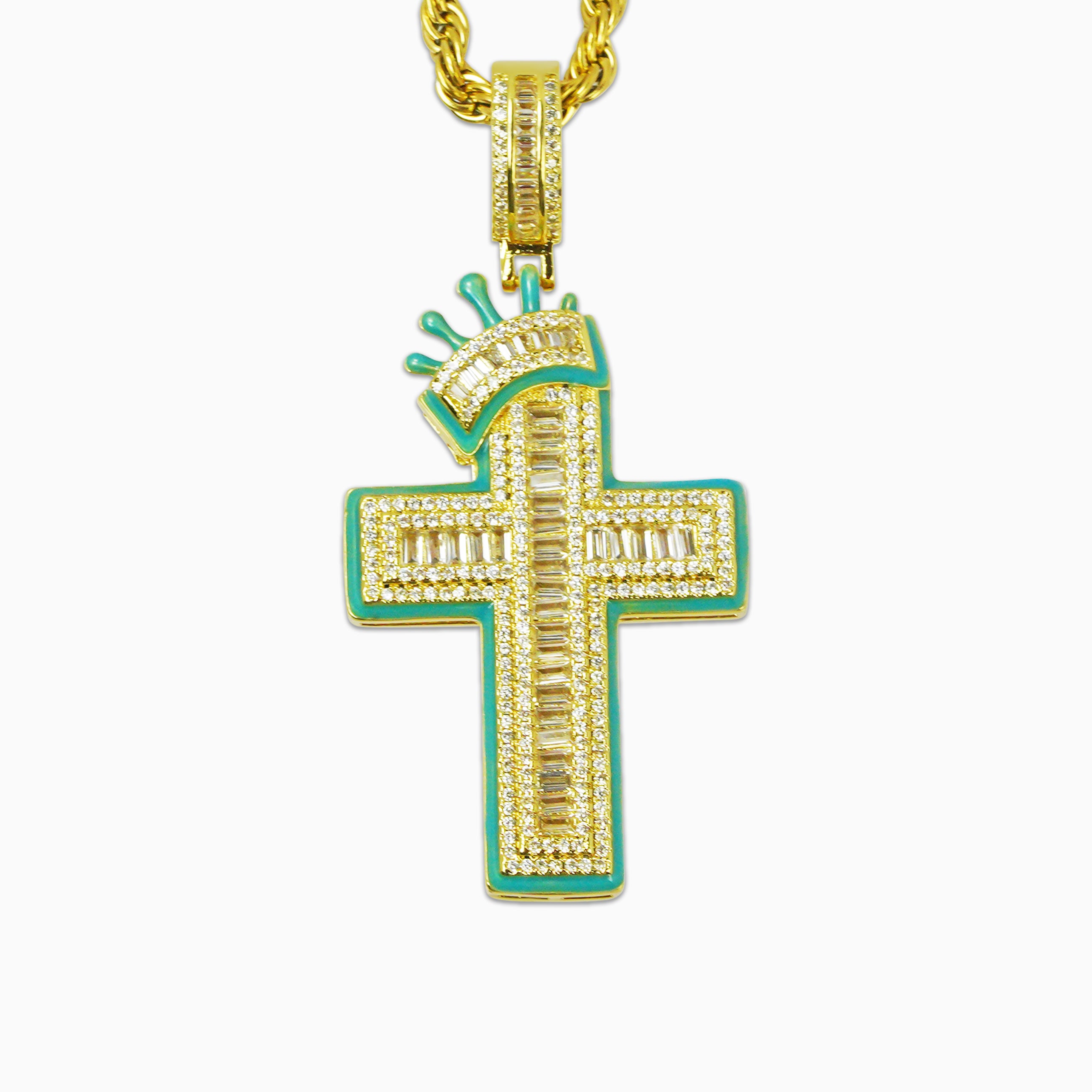 Luminous 18K Gold Cross Pendant
