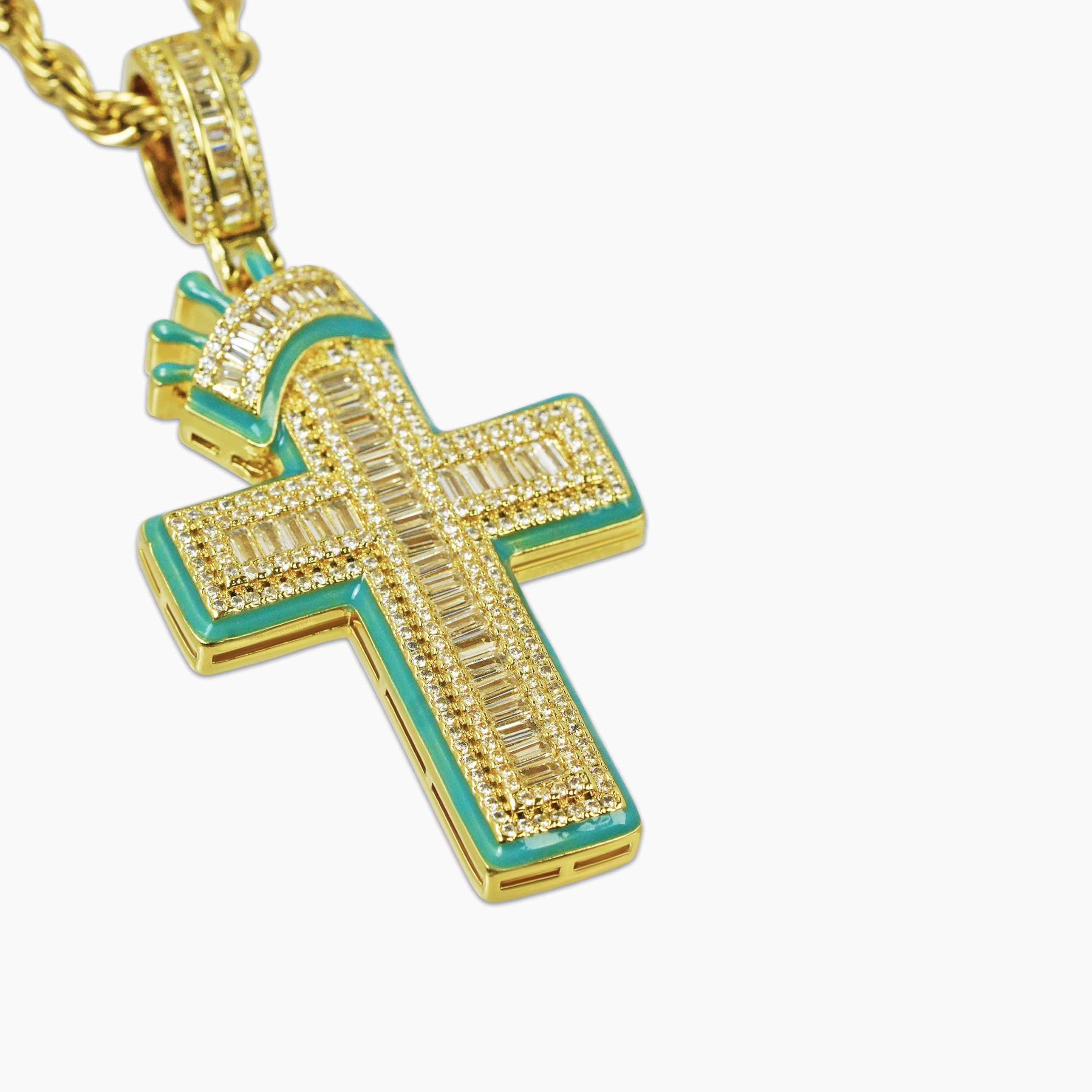 Luminous 18K Gold Cross Pendant