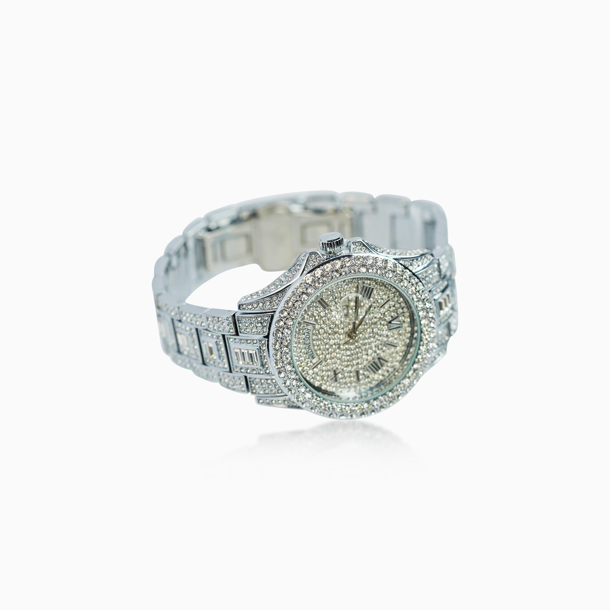 Iced Frozen White Gold Watch
