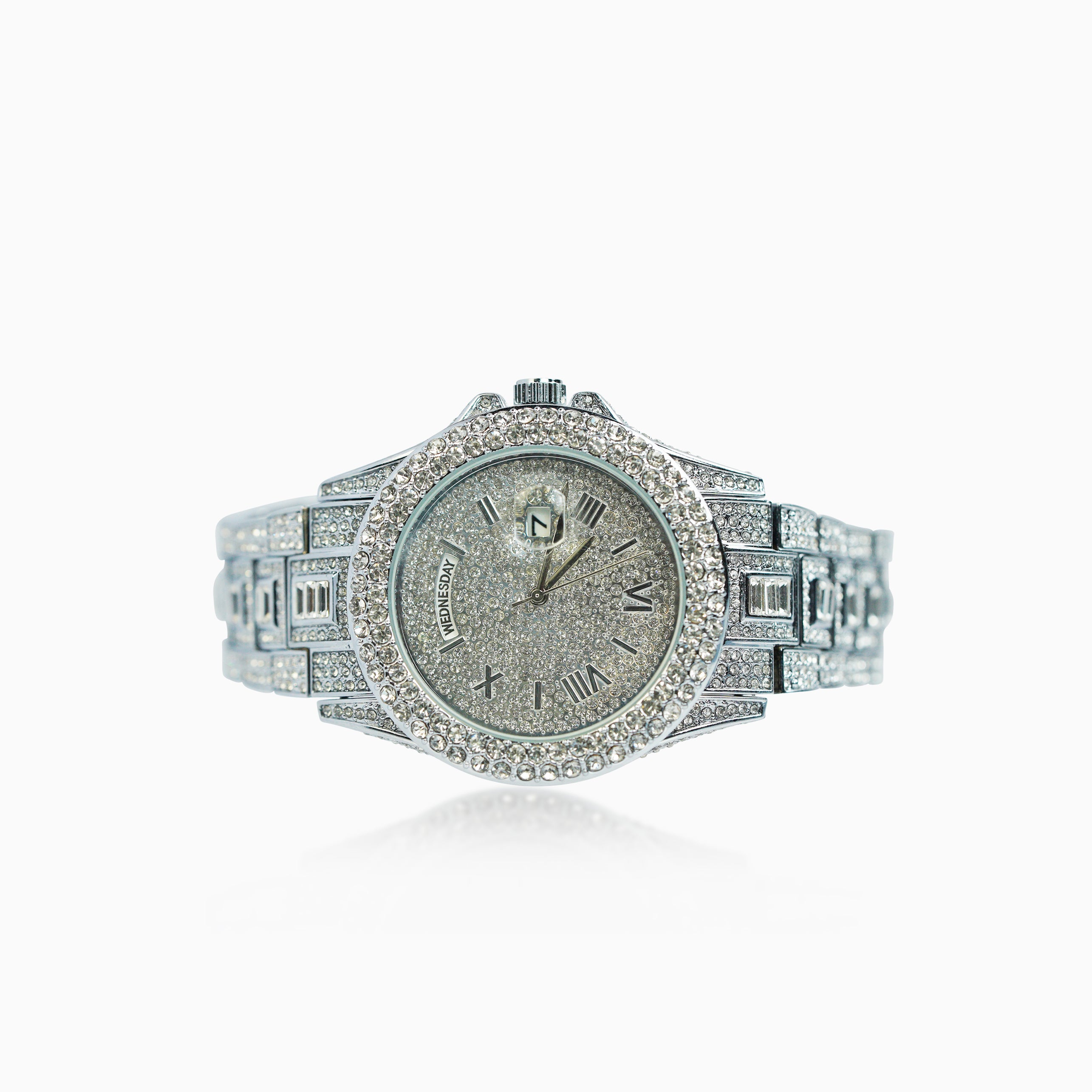 Iced Frozen White Gold Watch