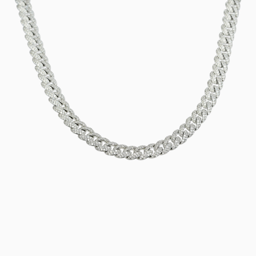 Cadena Cubana Ice 10 mm VVS Moissanite + Plata 925 Oro Blanco