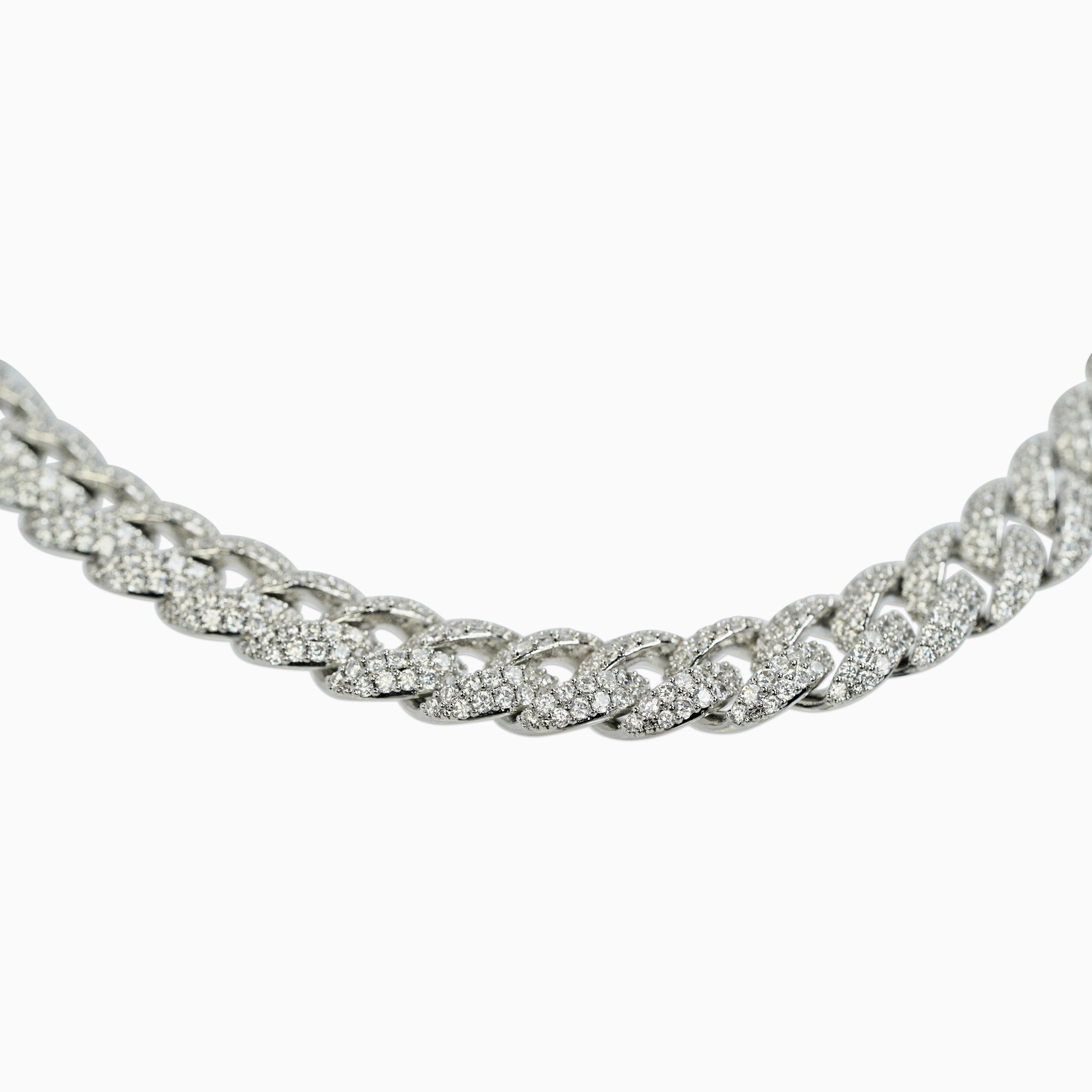 Cadena Cubana Ice 10Mm Oro Blanco