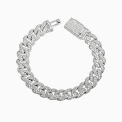 Brazalete Cubana Ice 10 Mm Oro Blanco