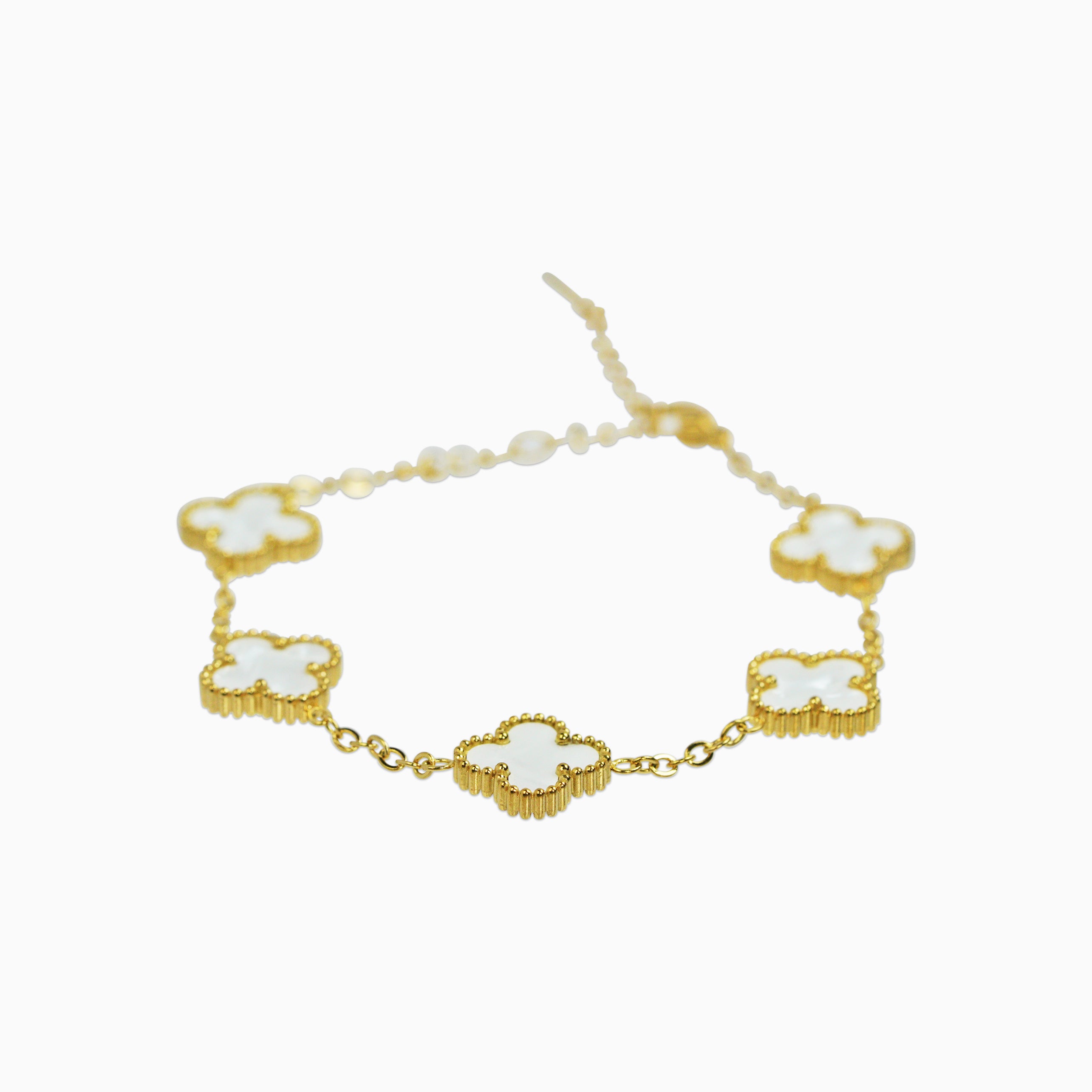 Brazalete Trébol White Oro 18K