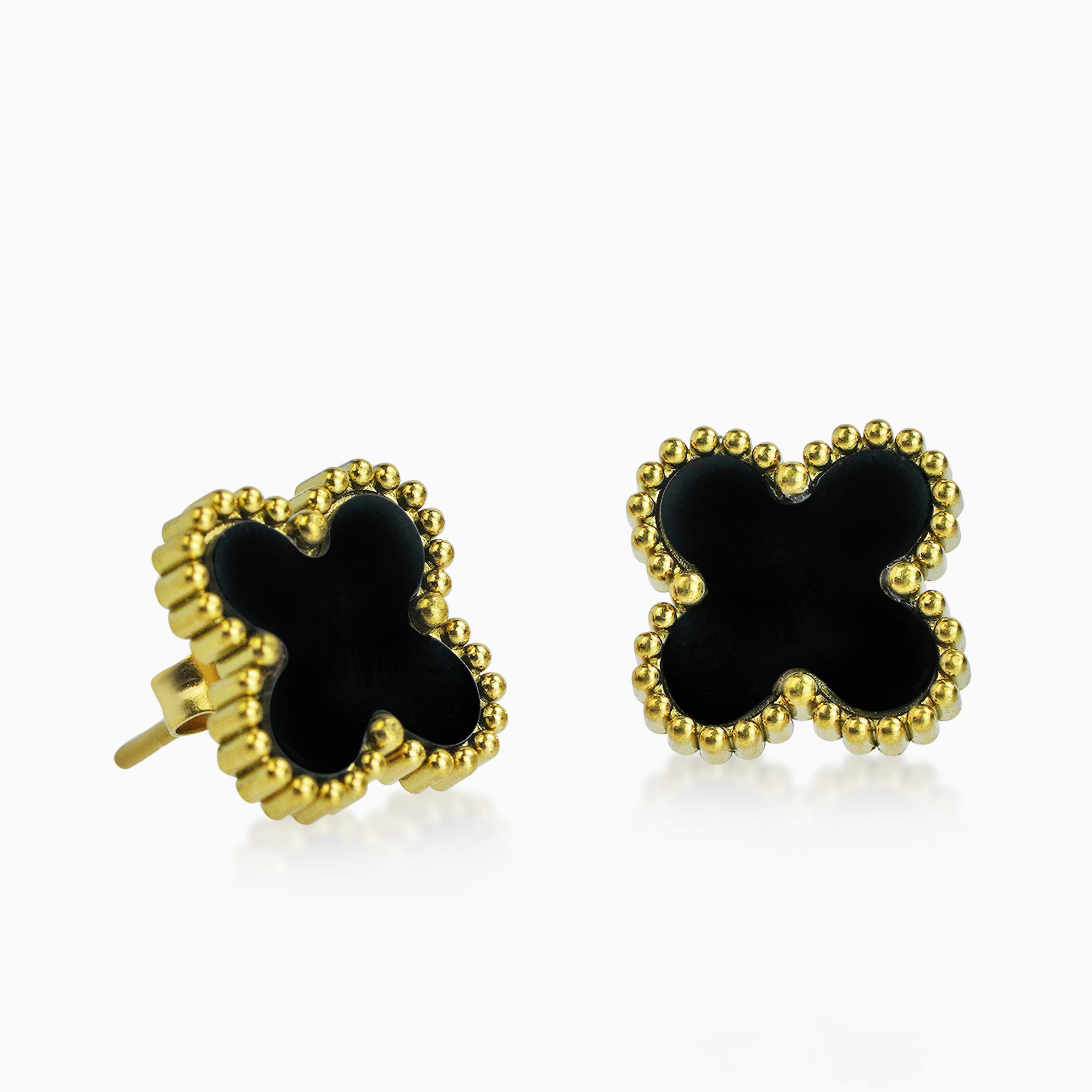 Pendientes Trébol Black Oro 18K