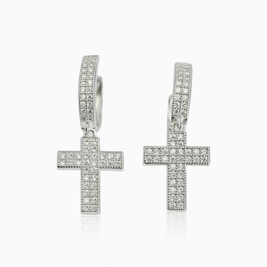 Pendientes Cruz Colgante Plata 925