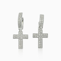 Pendientes Cruz Colgante Plata 925