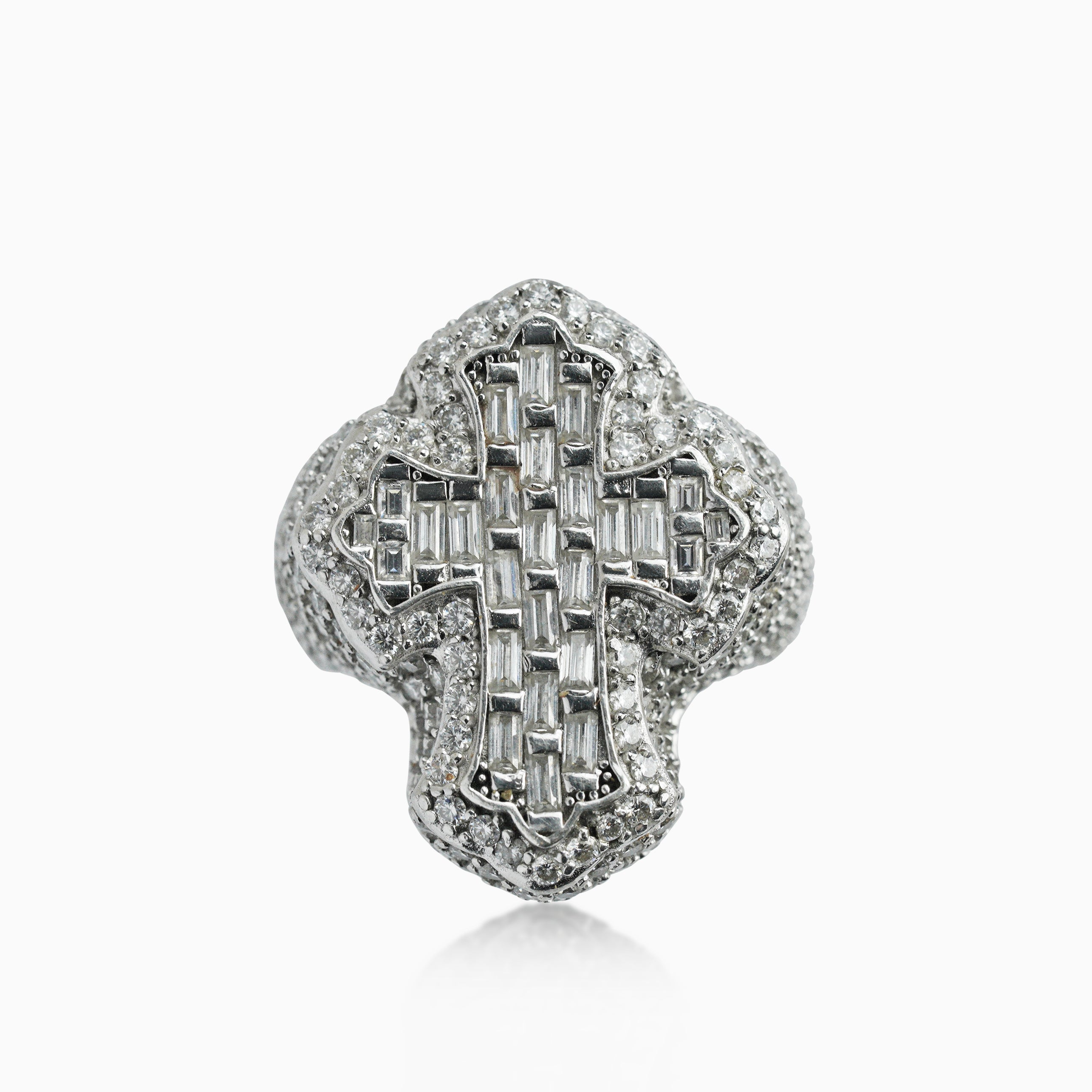 Ice Celtic Cross Ring White Gold
