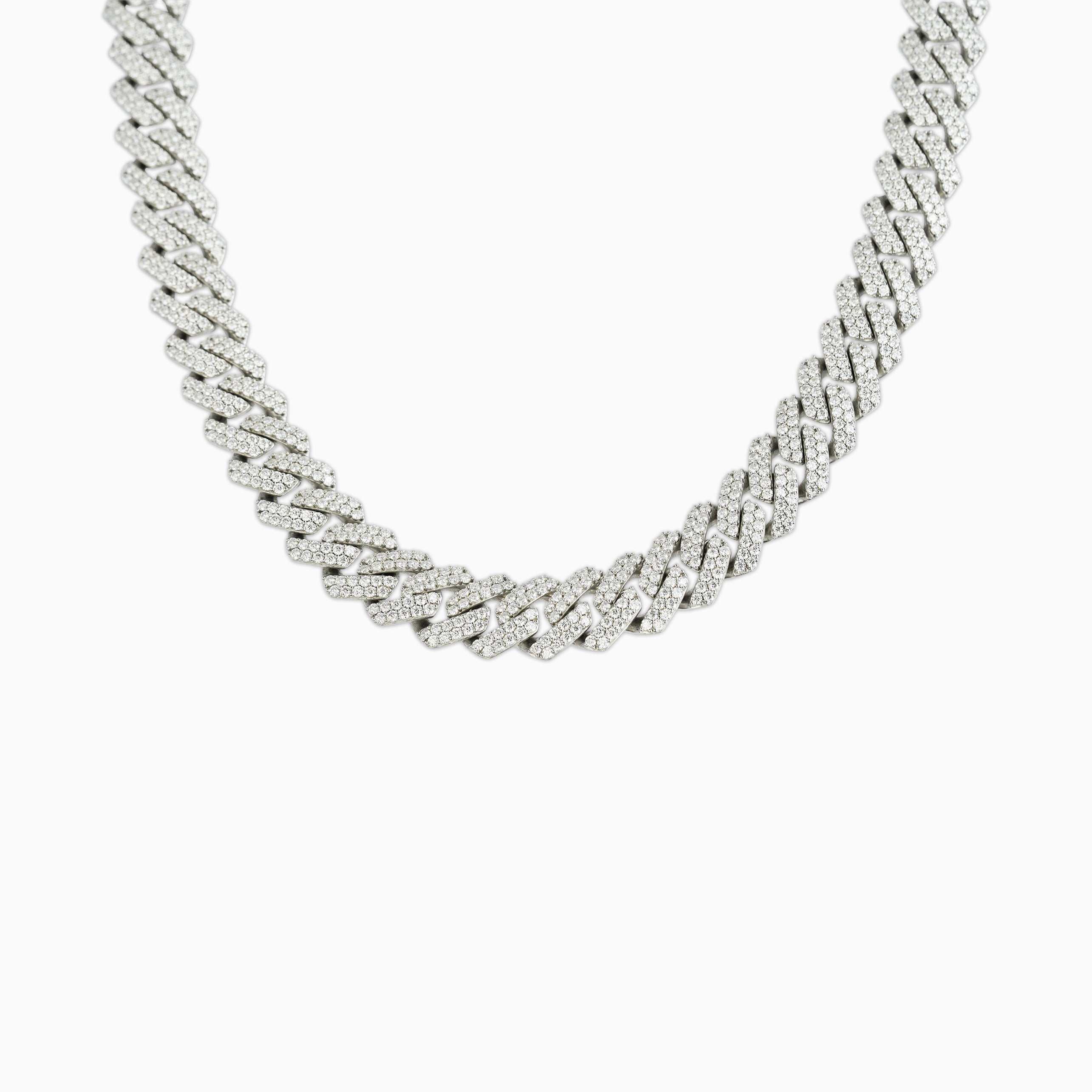 Cadena Cubana Prong 15 Mm VVS Moissanite + Plata 925