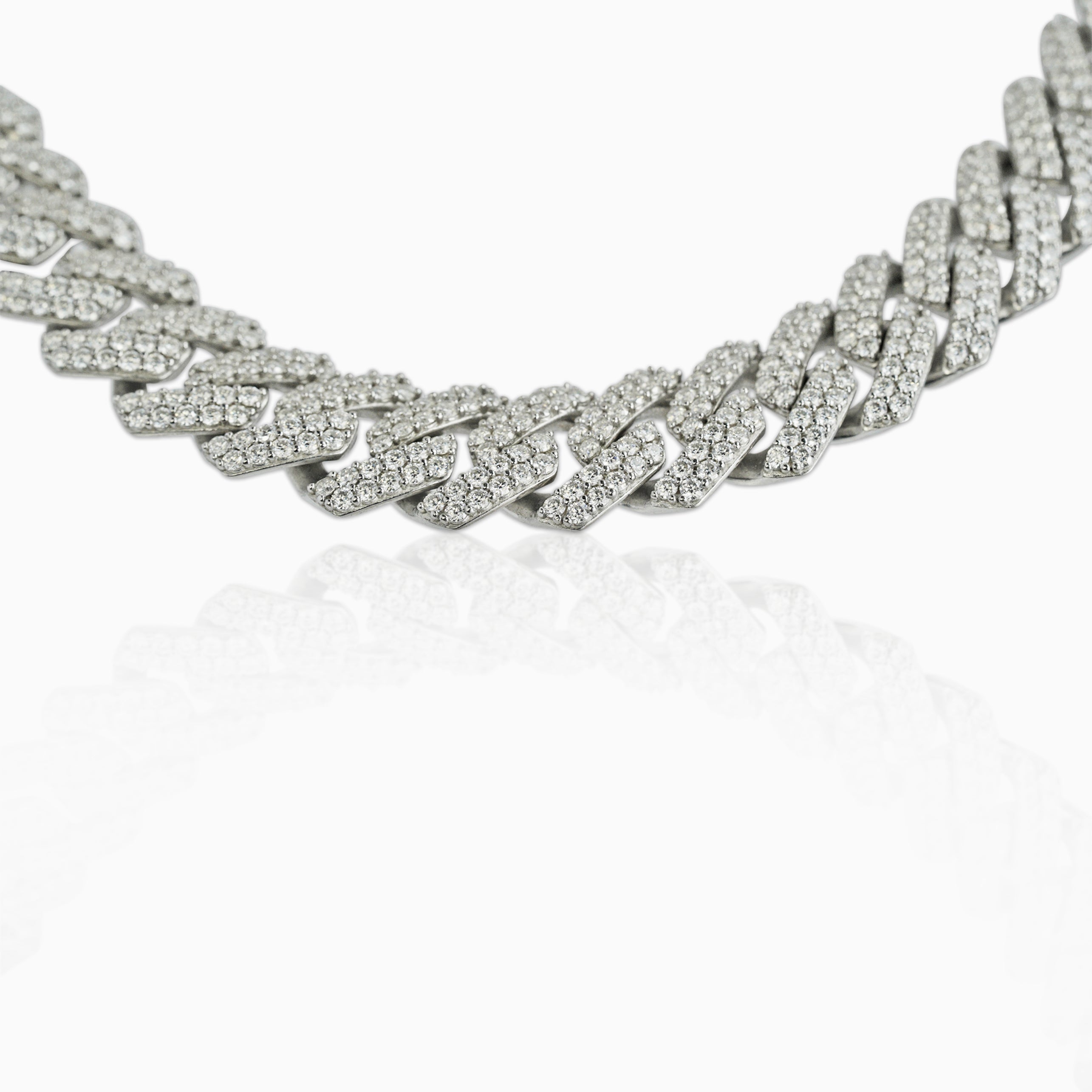 Cadena Cubana Prong 15 Mm VVS Moissanite + Plata 925
