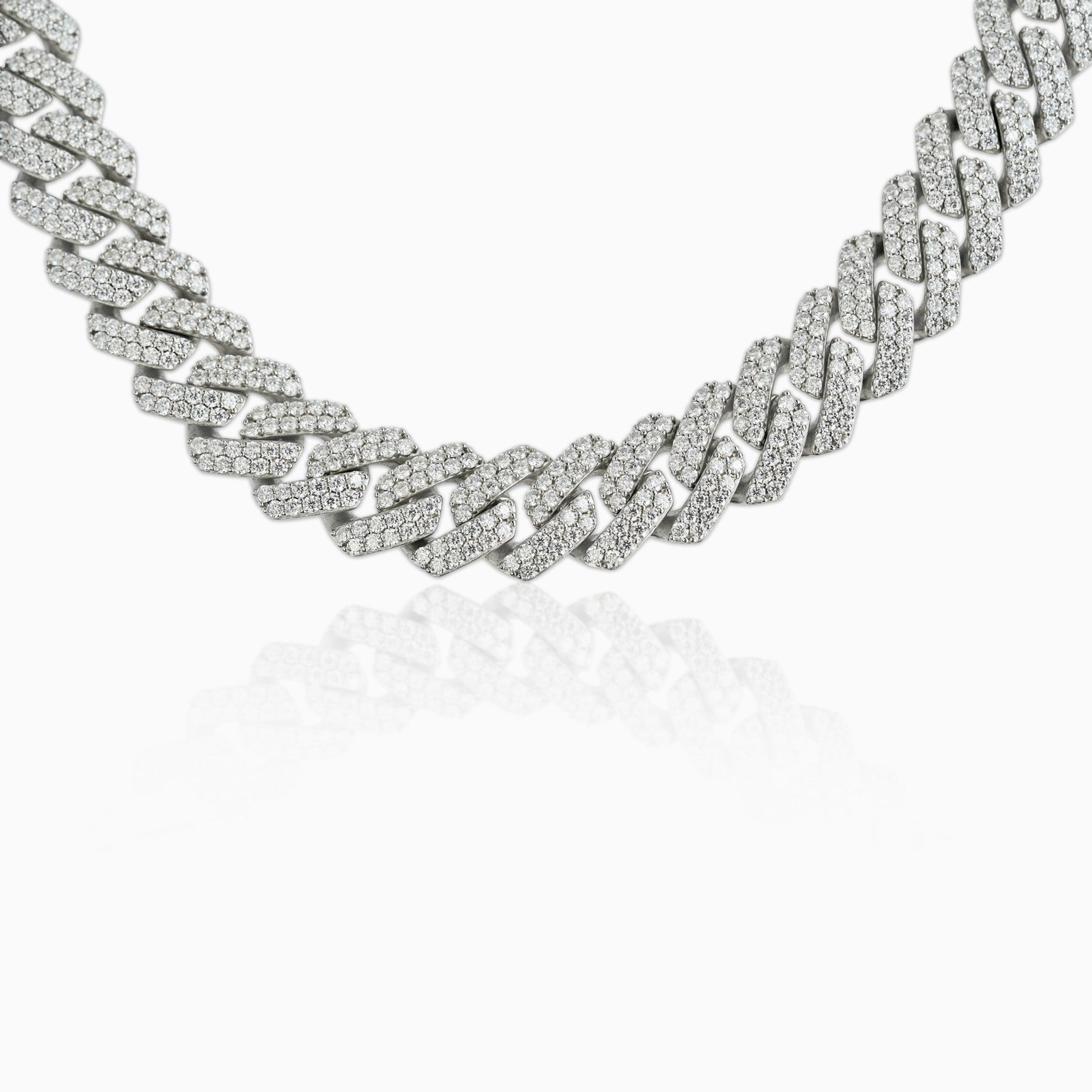 Cadena Cubana Prong 15 Mm VVS Moissanite + Plata 925