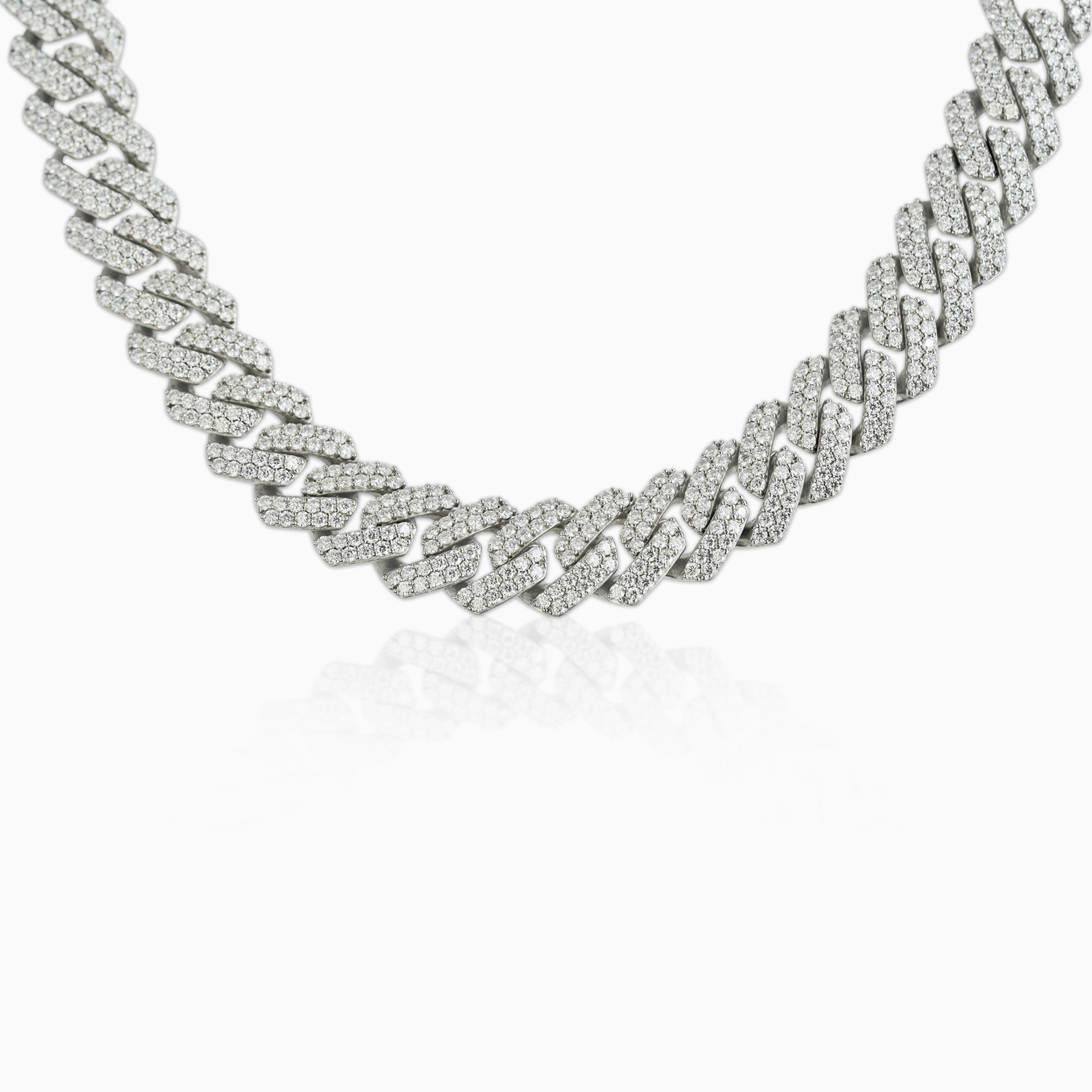 Cadena Cubana Prong 15 Mm VVS Moissanite + Plata 925